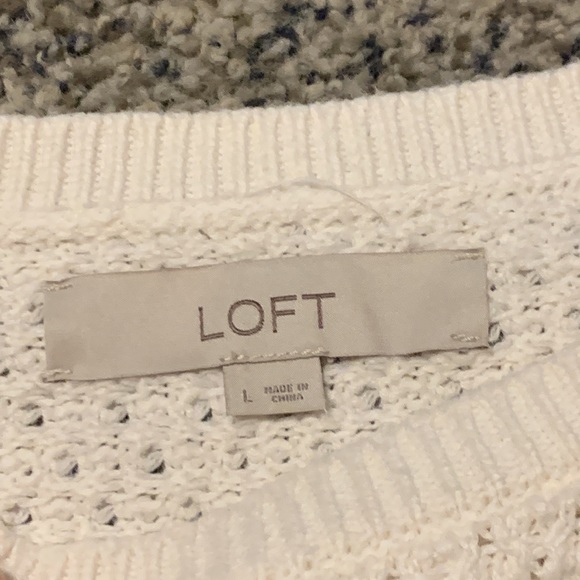 LOFT white/cream knit sweater. Size large - Picture 3 of 5